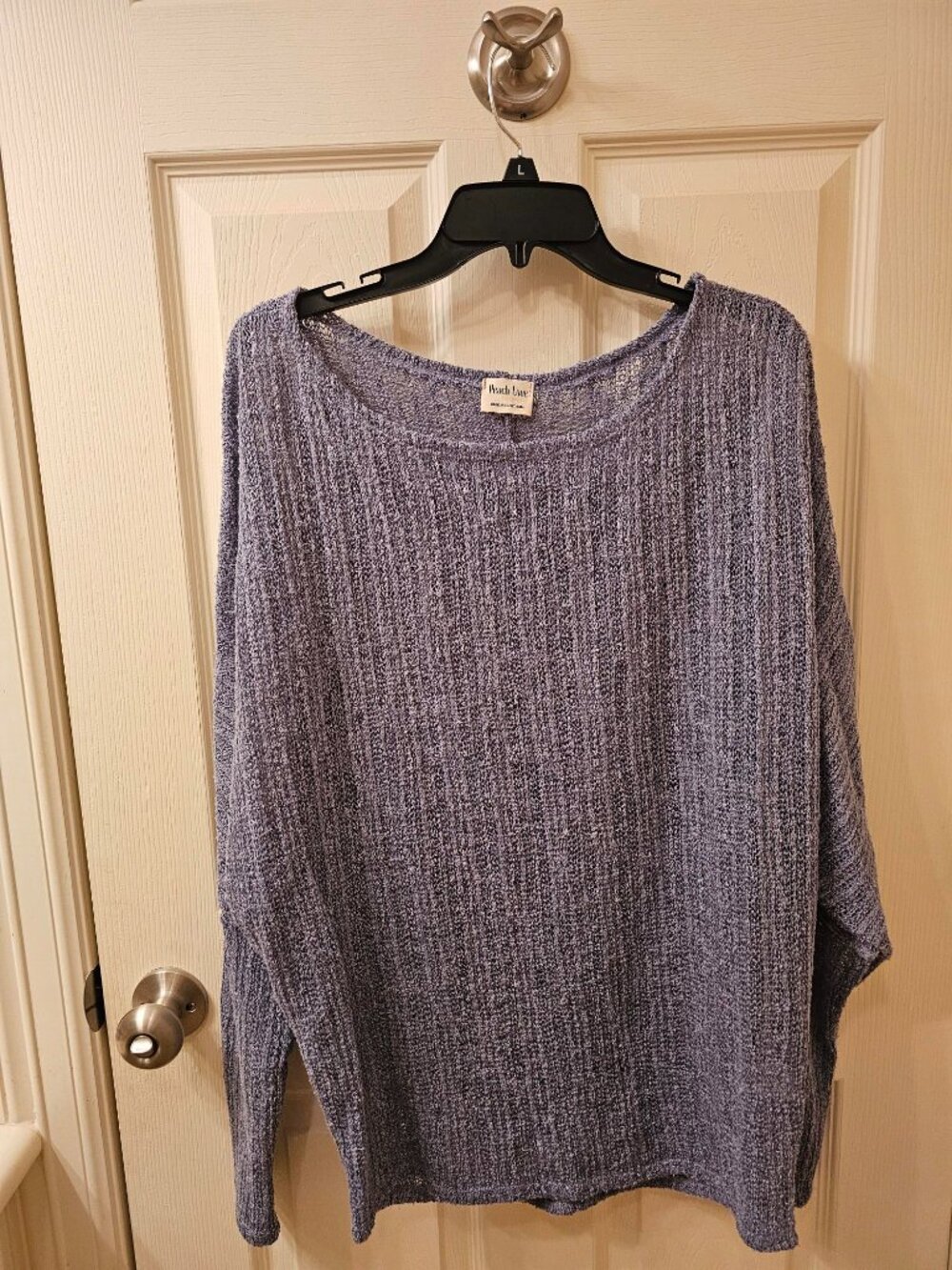 NWOT Peach Lane Medium Steel Blue Knit Long Sleeved Blouse